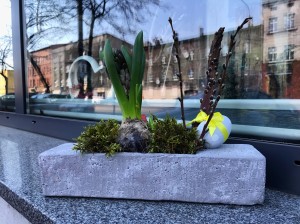 WIELKANOCNA KOMPOZYCJA W BETONOWEJ DONICZCE - DOSTĘPNA NA ZAMÓWIENIE